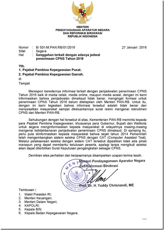 Info Penerimaan CPNS Tahun 2016 Itu Bohong