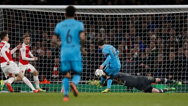 Photo AFP. Messi saat mencetak gol