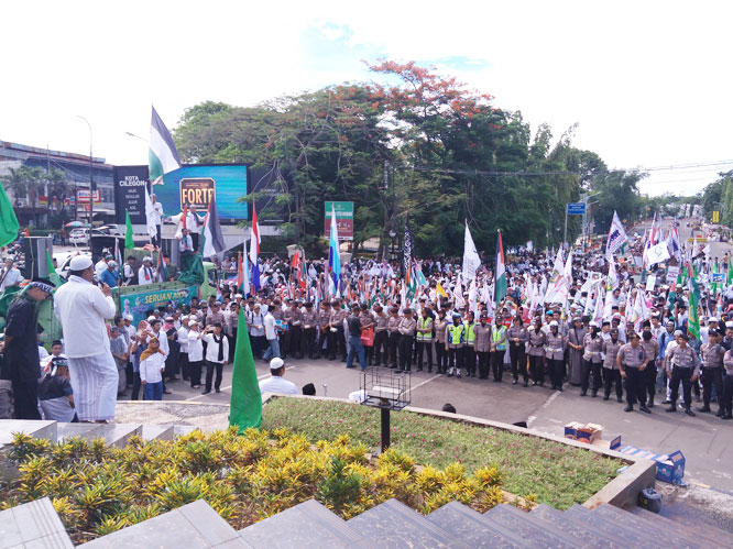Aksi Bela Palestina di Cilegon Tembus Ratusan Orang