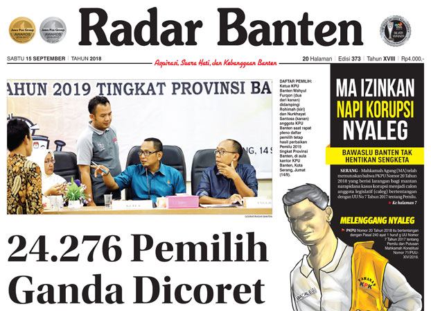 e-Paper Radar Banten, Sabtu 15 September 2018