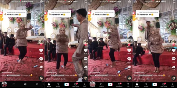 Lagi Nikahan, Mempelai Pengantin Wanita Sumbang Atraksi Main Pencak Silat