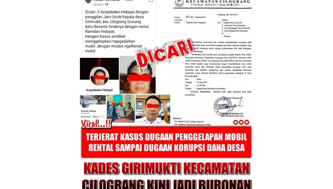 Diduga Terlibat Kasus Penggelapan Mobil Rental, Kepala Desa Girimukti Cilograng Jadi Buron!