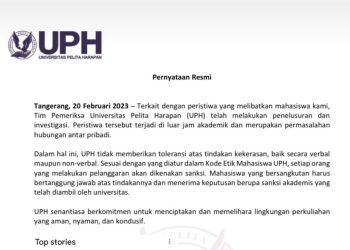Kasus Penganiayaan Mahasiswa, Universitas Pelita Harapan Berikan Sanksi Akademis