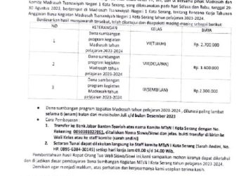 Siswa Baru MTsN 1 Kota Serang Harus Bayar Hampir Rp5 Juta, Buat Apa?