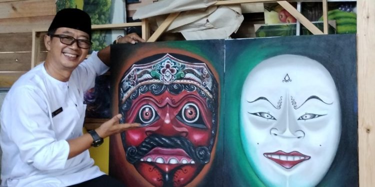 Filosofi Lukisan Topeng Hitam dan Putih Karya Seniman Asal Ciwasiat Pandeglang, Dualitas dan Bijak dalam Kehidupan