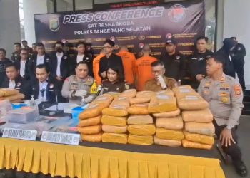 Pengungkapan Terbesar, Polres Kota Tangsel Perlihatkan Ganja 140,4 Kilo