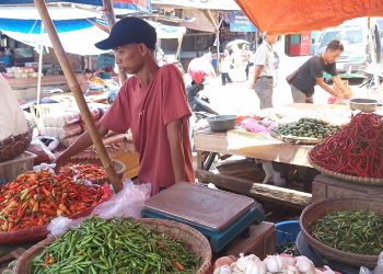 Usai Lebaran, Harga Cabai dan Bawan di Pasar Badak Tetap Naik