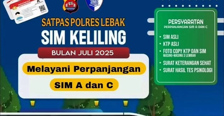 Catat! Jadwal SIM Keliling Polres Lebak Hari Ini di Simpang Tugu Bayah