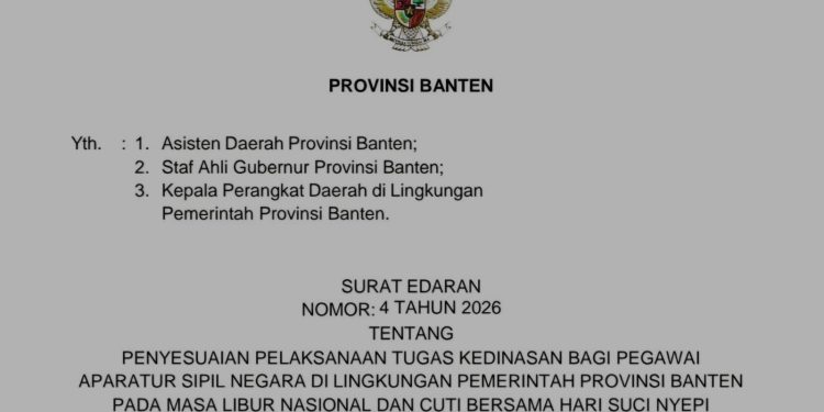 Pemprov Banten Keluarkan Surat Edaran WFA 3 Hari, Sekda Jamin Pelayanan Tetap Optimal