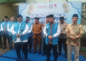 Kapolri Hadiri Halal Bihalal KSPSI di PT KMK Global Sports Cikupa Tangerang