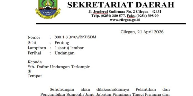 Besok Pemkot Cilegon Kembali Gelar Rotasi Mutasi, Dua Nama Ini Absen di Daftar Undangan