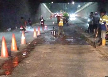 Perbaikan jalan di Underpas Ciledug