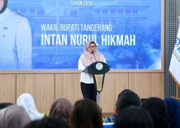 Wakil Bupati Intan saat membuka Talkshow Hari Anti Narkotika Internasional (HANI) 2026 di Kampus Universitas Esa Unggul Citra Raya, Jumat 26 Juni 2026.