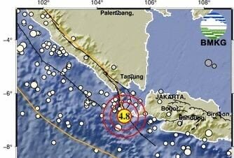 Peta titik lokasi pusat gempa Sumur.