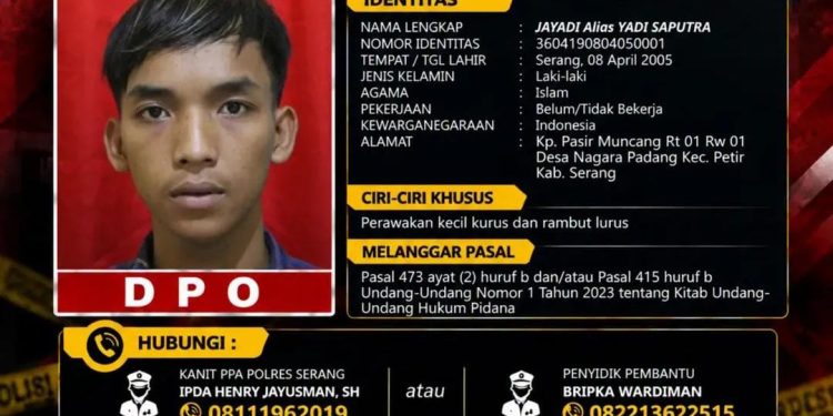 Polres Serang Terbitkan DPO Kasus Dugaan Perkosaan dan Pencabulan Anak