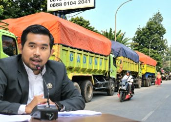 Truk Besar Parkir di Kawasan BRIN