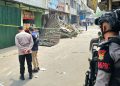 Puluhan Brimob Berjaga di Lokasi Ledakan Pasar Cimanggis Tangsel